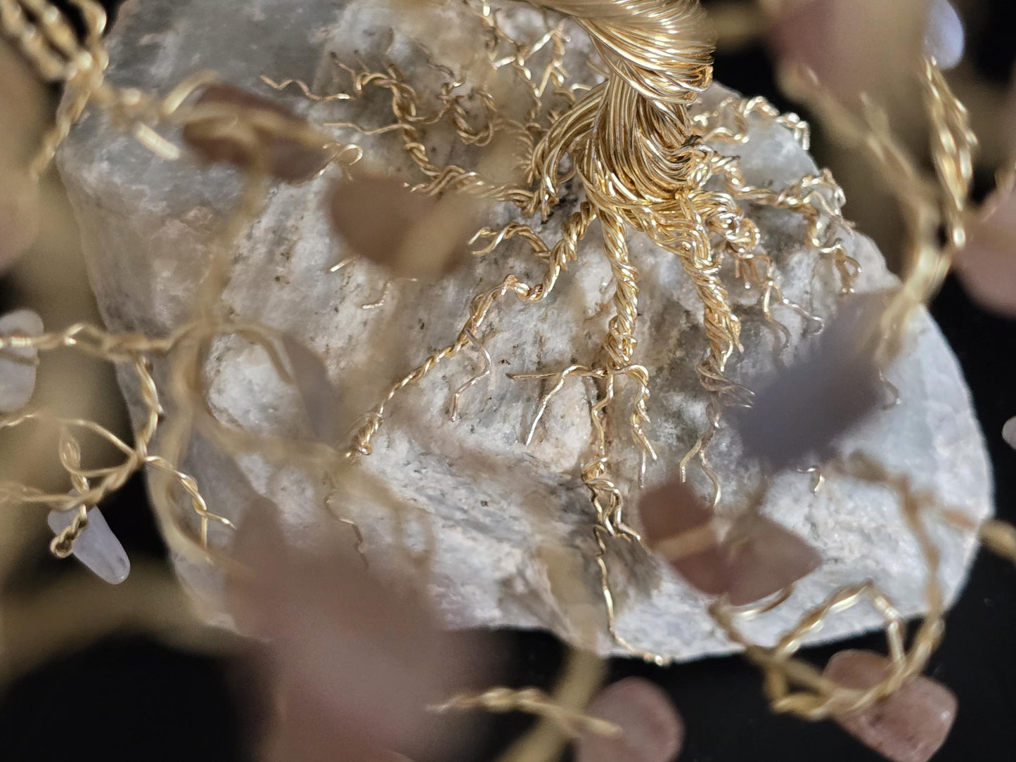 Strawberry Quartz Weeping Willow Crystal Tree Art