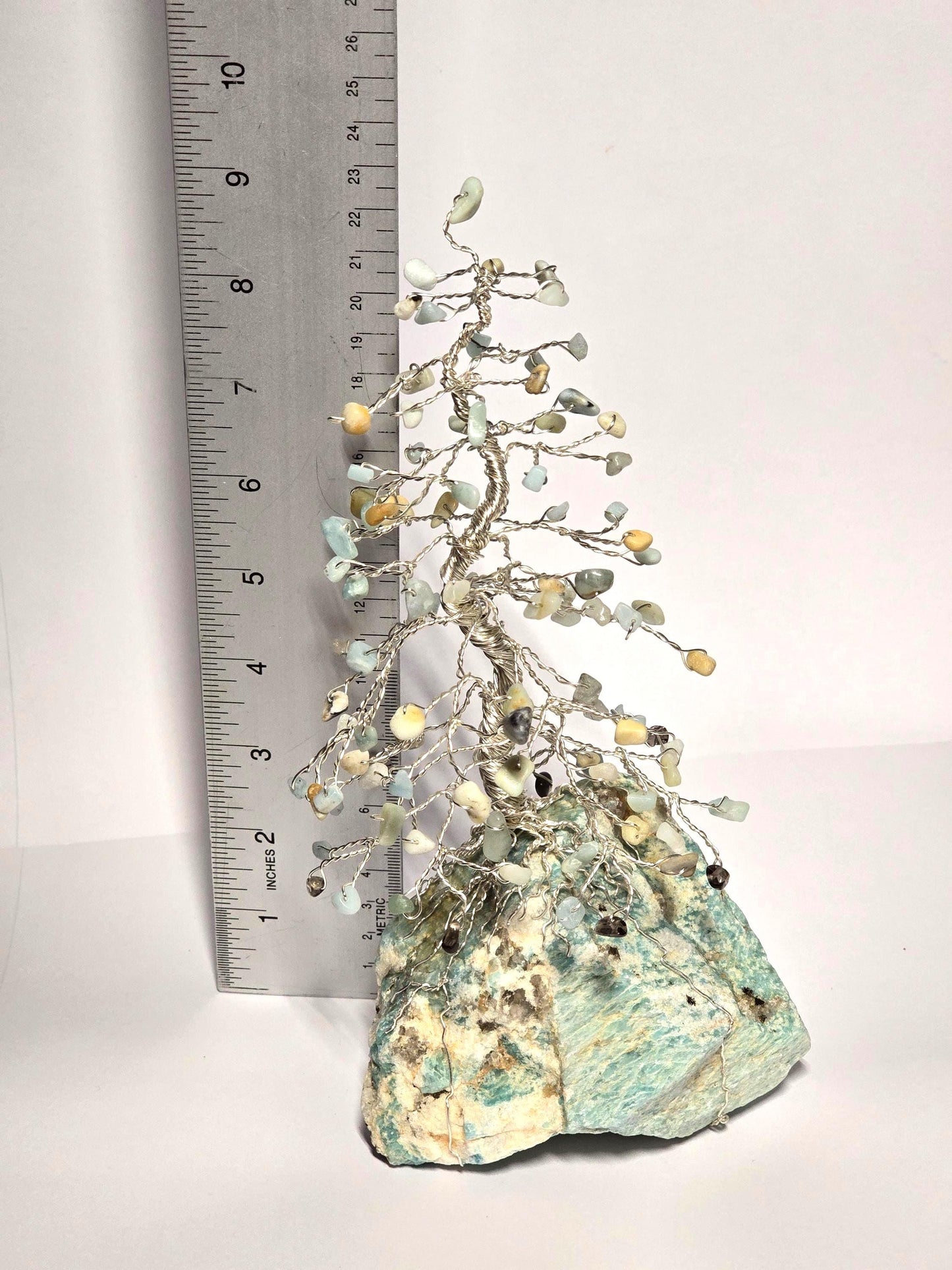 Tall Earthy Amazonite Pine Tree Sculpture Art