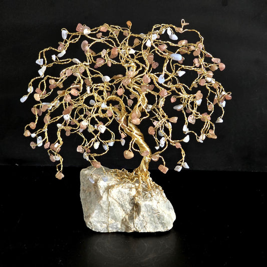 Strawberry Quartz Weeping Willow Crystal Tree Art