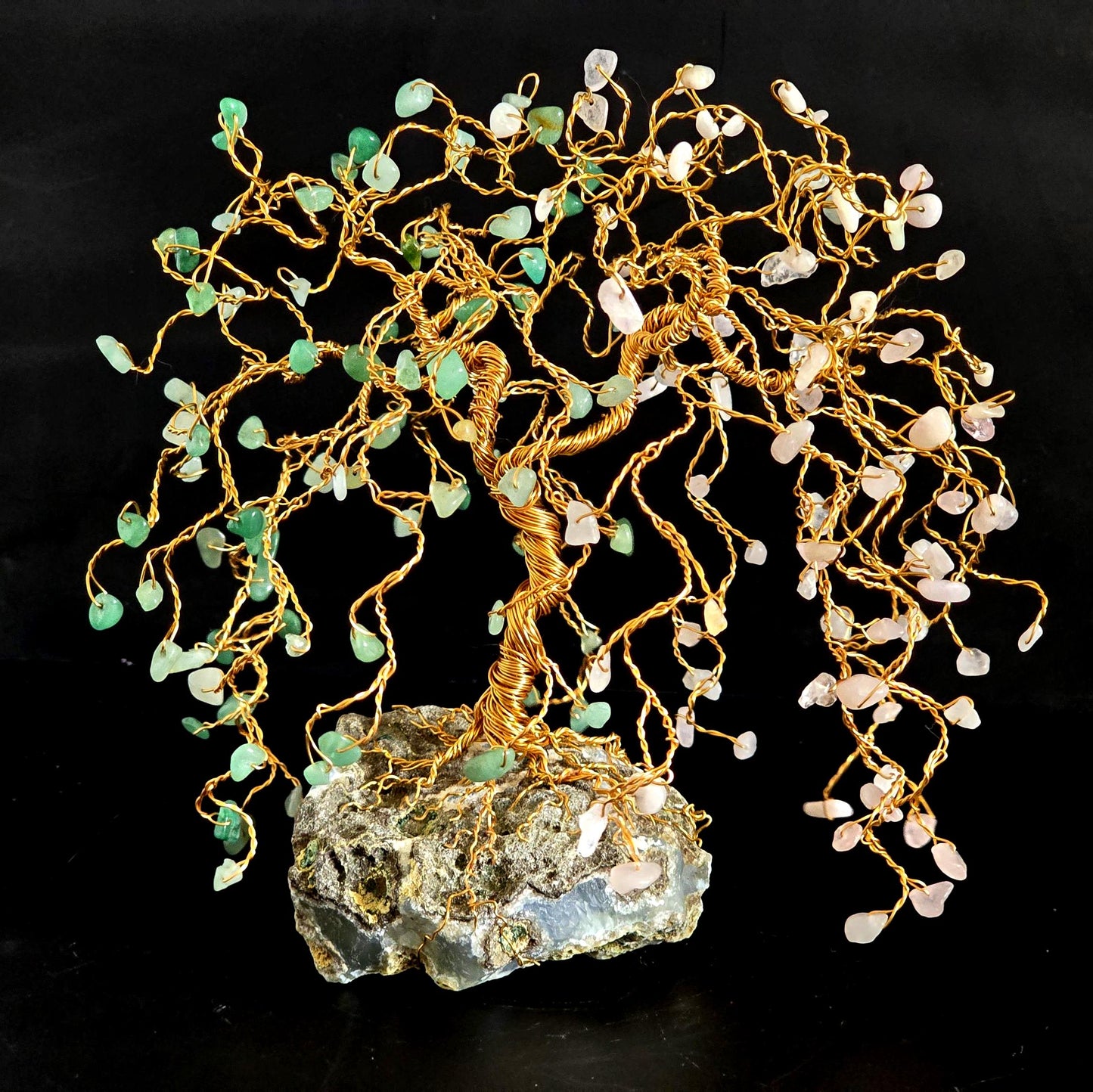 Green Aventurine & Morganite Willow Tree Sculpture