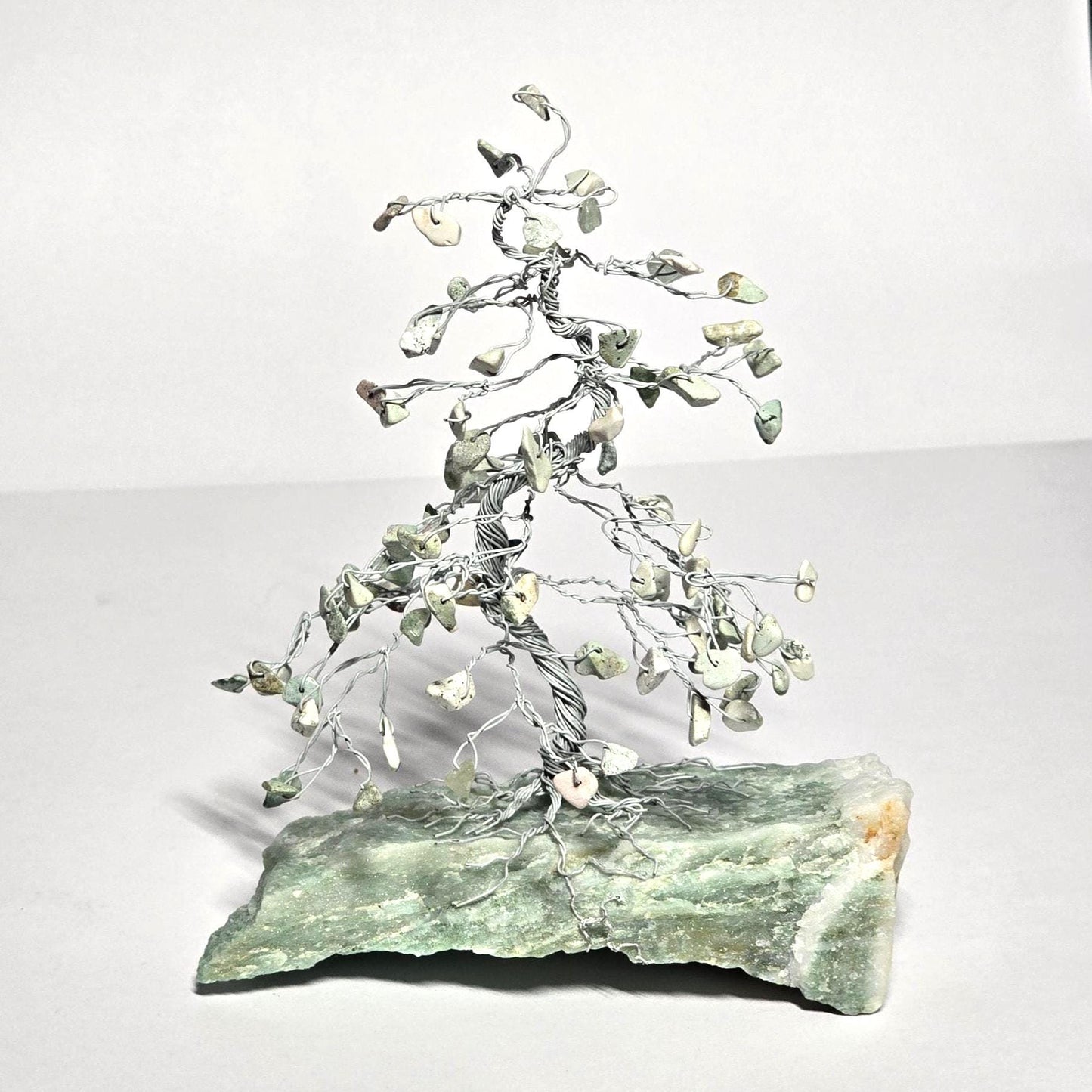 Multi Agate Mini Pine Gem Tree with White & Green Gems