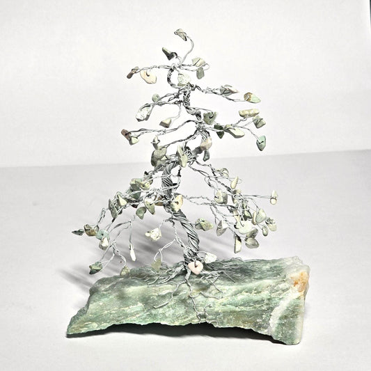 Multi Agate Mini Pine Gem Tree with White & Green Gems