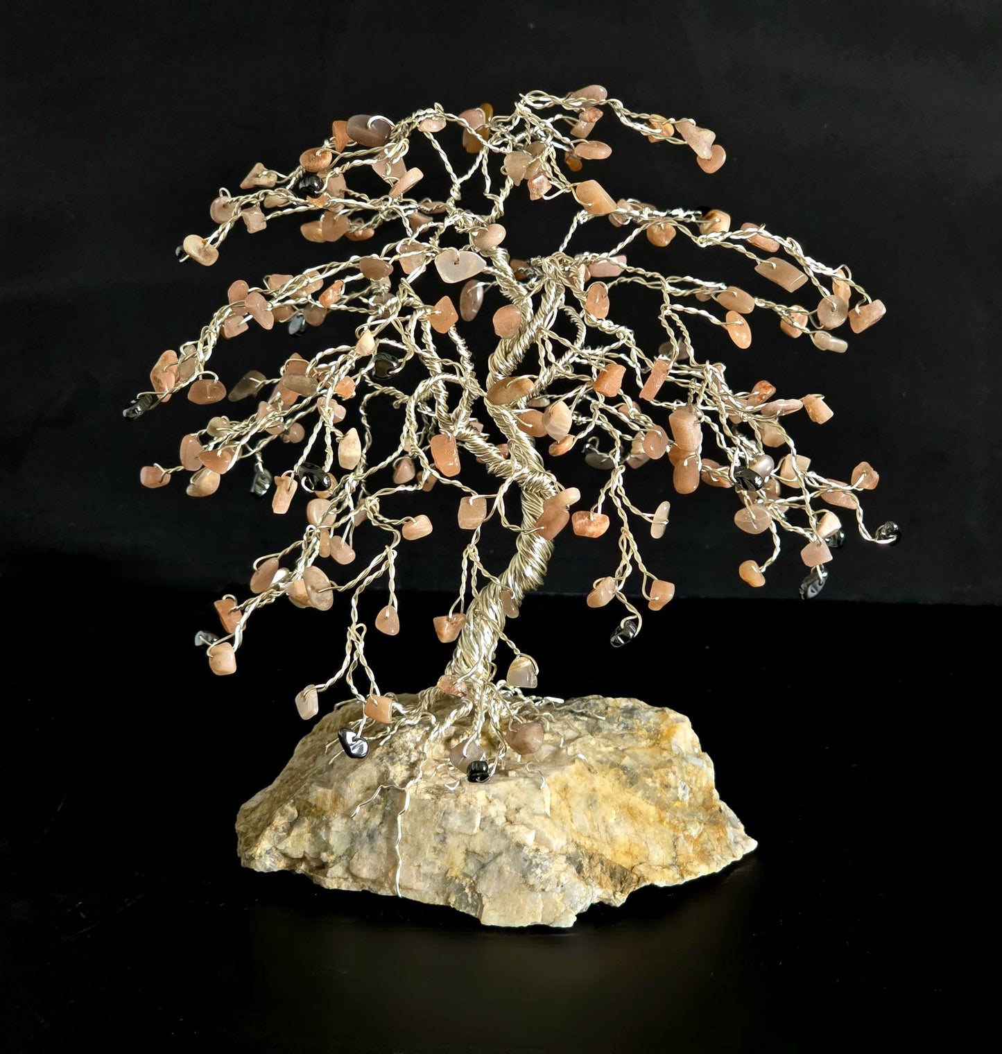 Sunstone Hematite Crystal Tree on Feldspar Rock Base