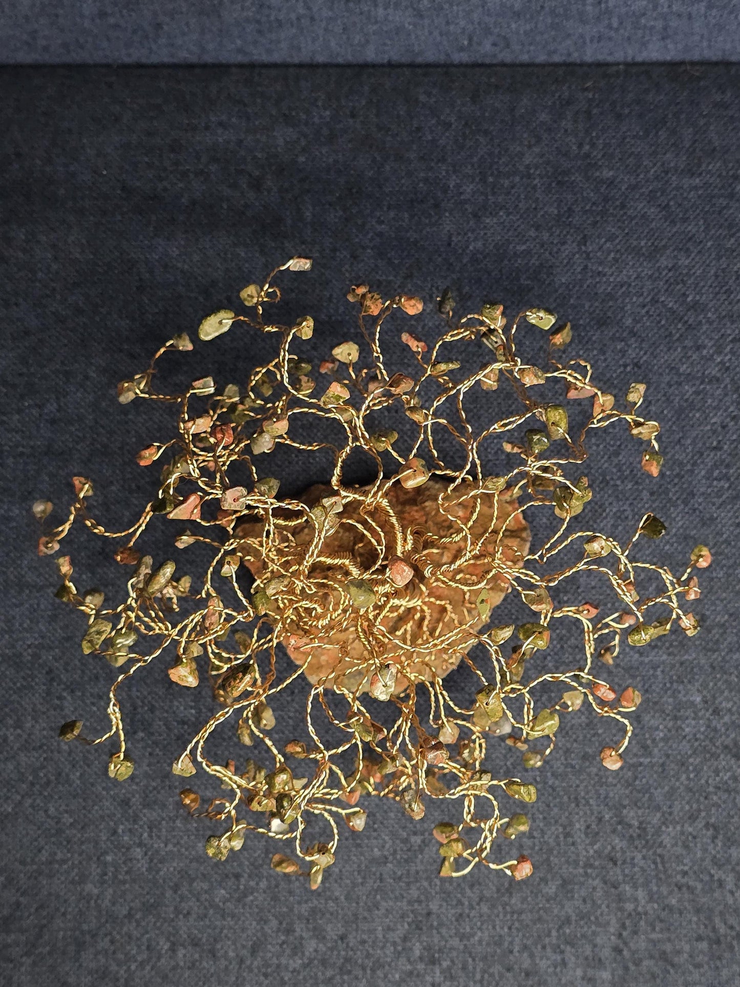 Weeping Willow Rose Gold Unakite Gem Tree on Unakite Rock Base