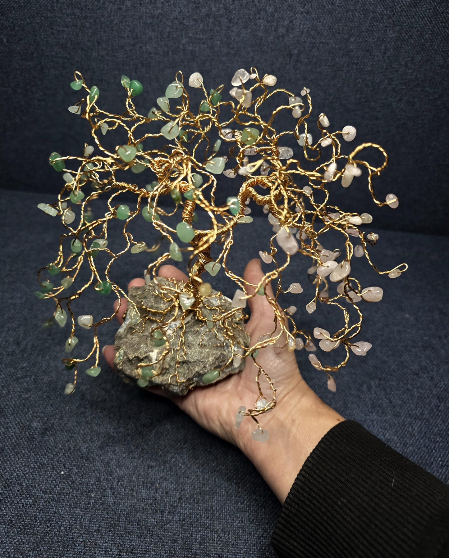 Green Aventurine & Morganite Willow Tree Sculpture