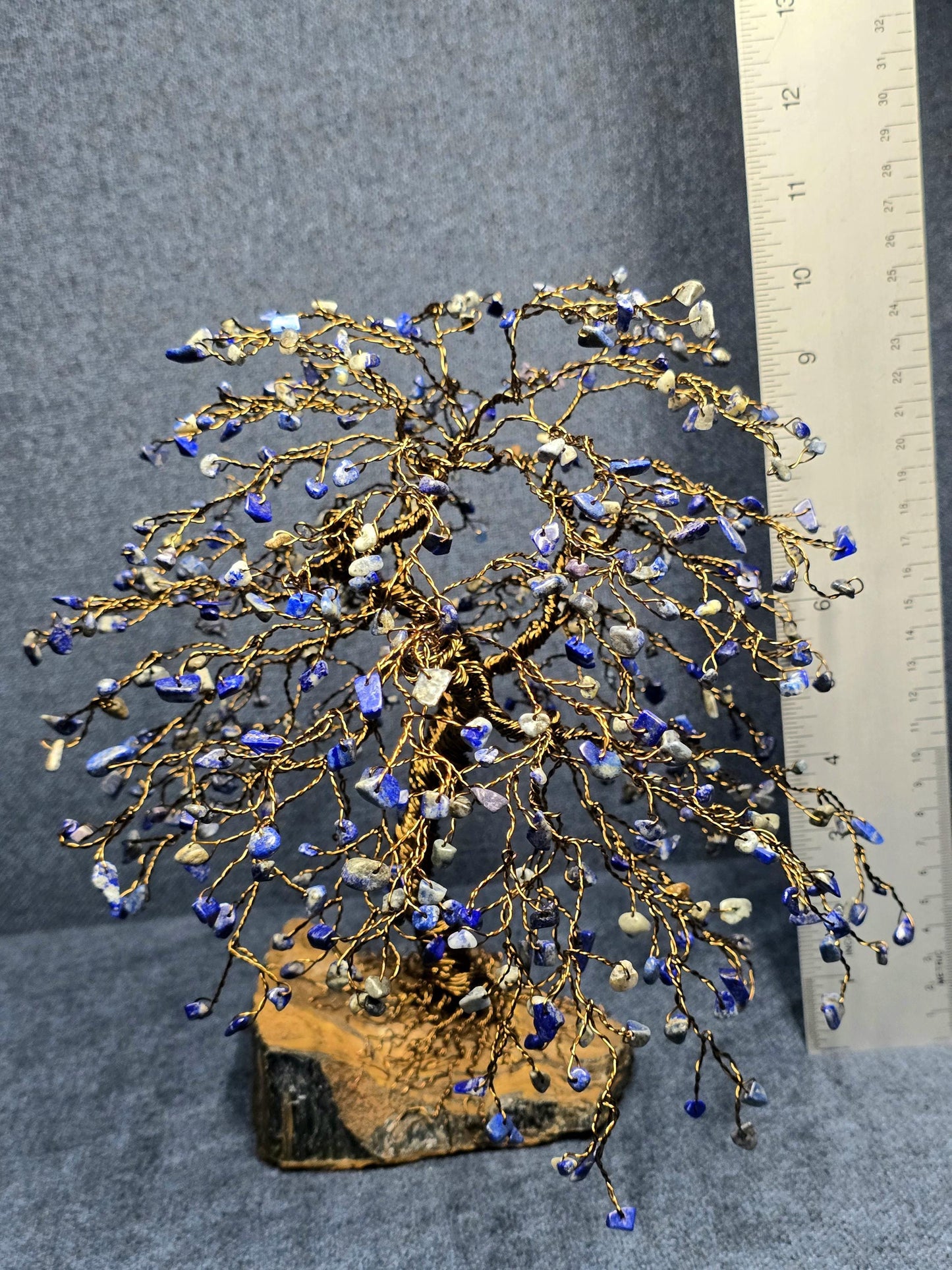 Large Lapis Lazuli Crystal Tree on Tigers Eye Rock Base