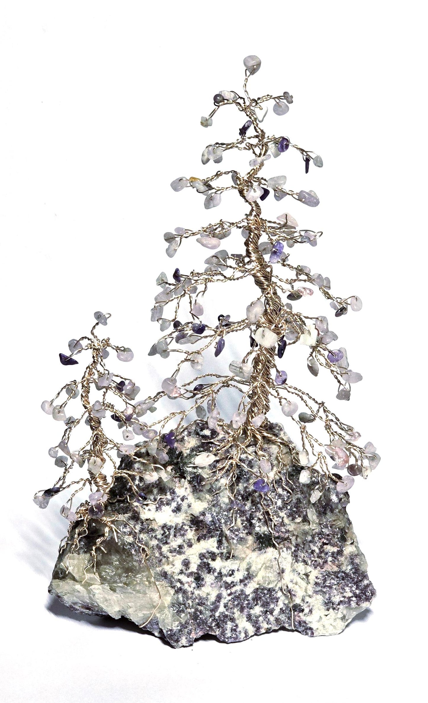 Kunzite & Charoite Wire Tree Sculpture Art