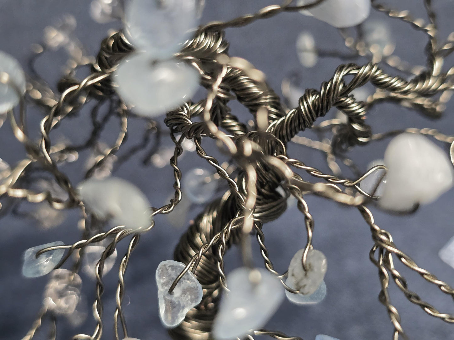 Aquamarine Bonsai Crystal Tree on Calcite Rock Base
