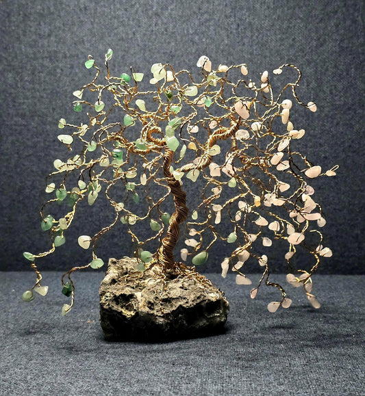 Green Aventurine & Morganite Willow Tree Sculpture