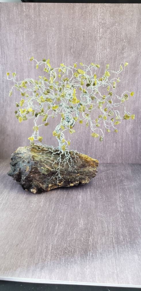 Custom Bonsai Crystal Tree Wire Sculpture