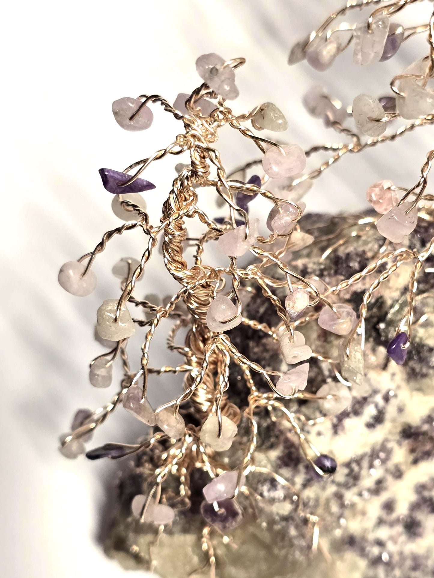 Kunzite & Charoite Wire Tree Sculpture Art
