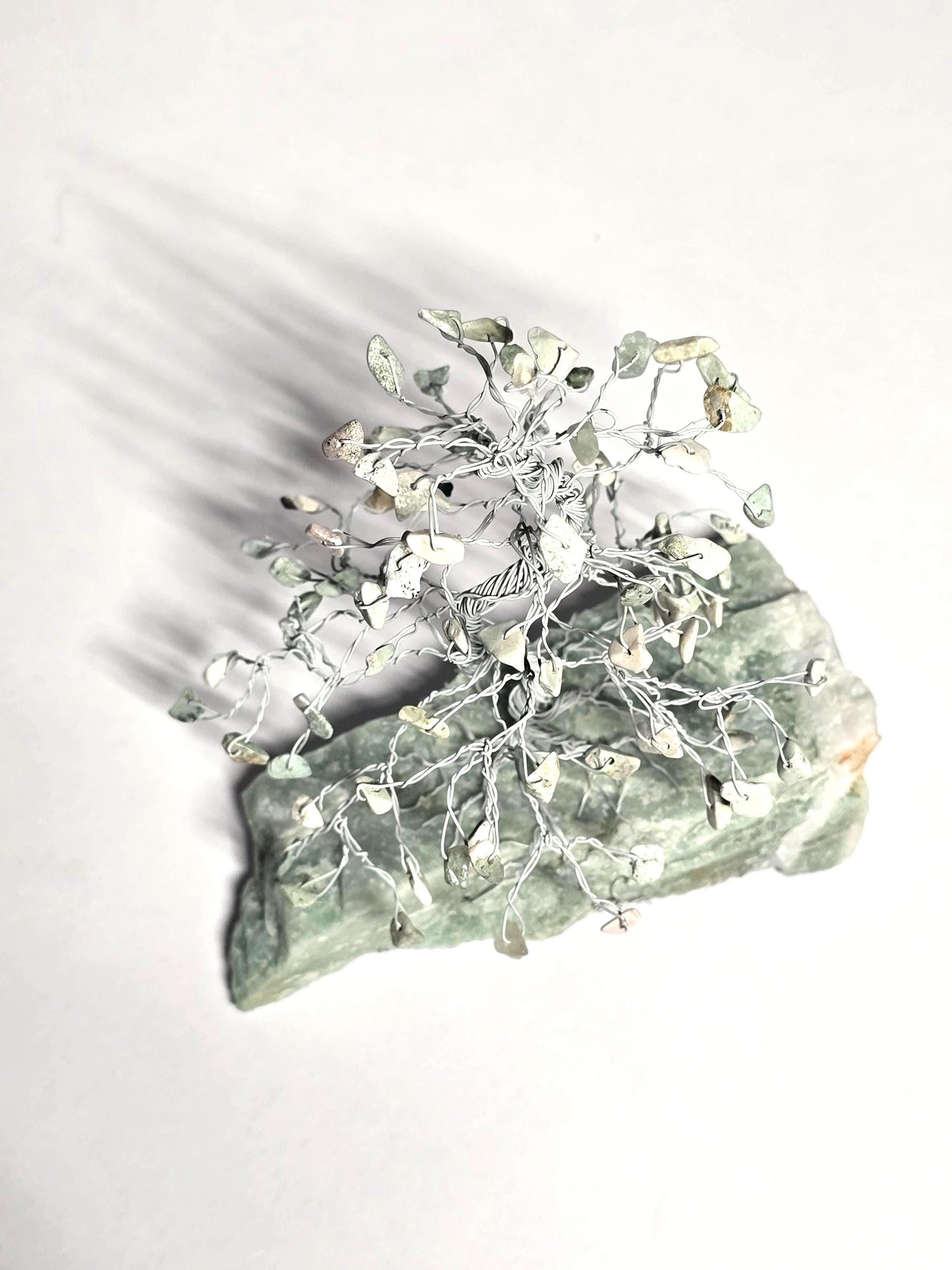 Multi Agate Mini Pine Gem Tree with White & Green Gems