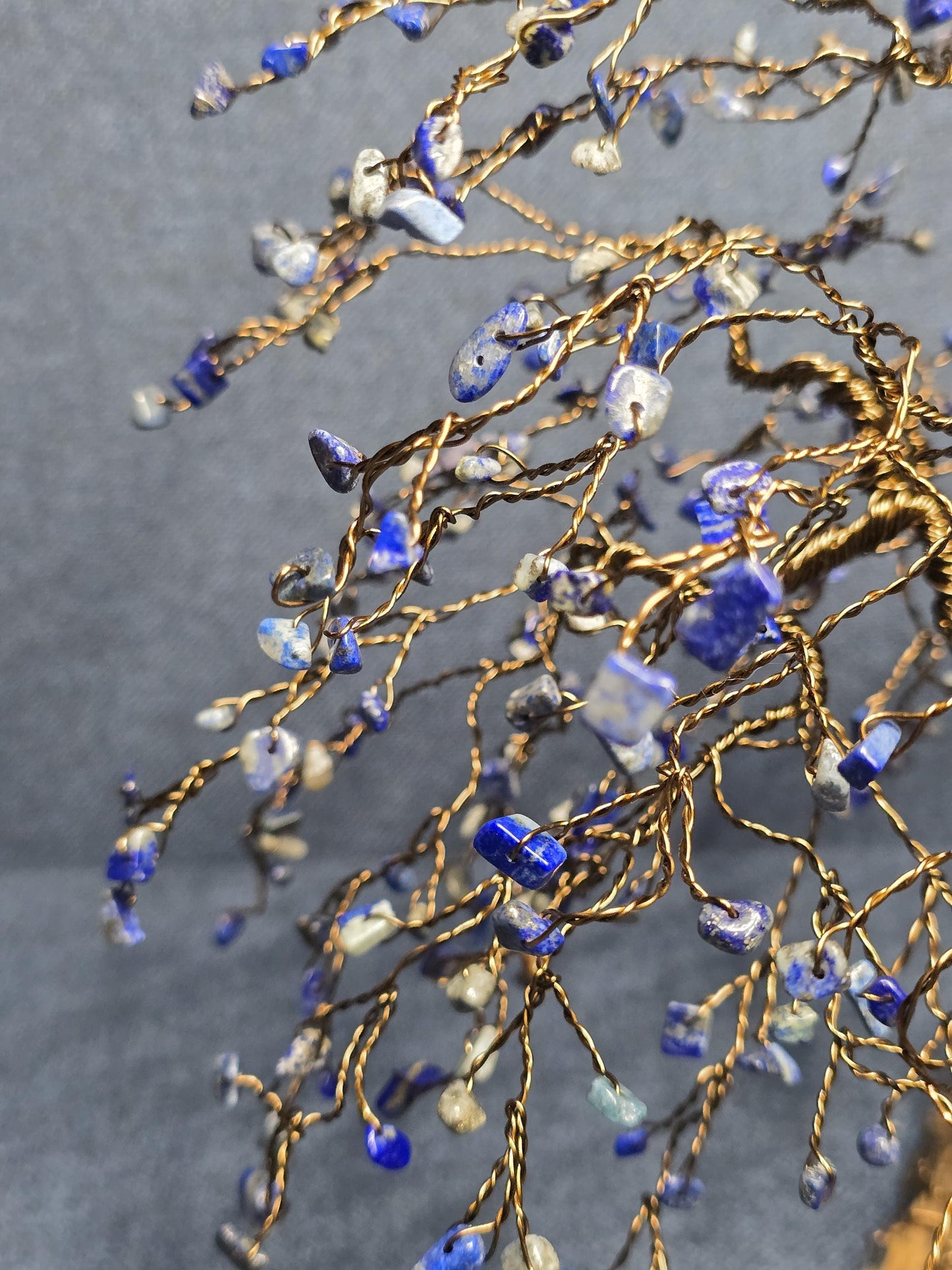 Large Lapis Lazuli Crystal Tree on Tigers Eye Rock Base