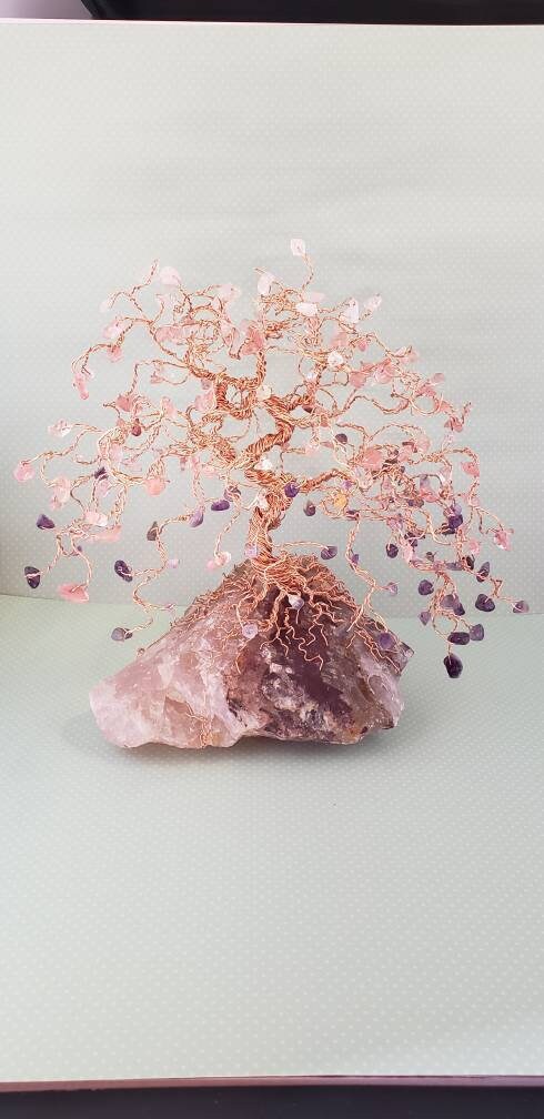 Custom Bonsai Crystal Tree Wire Sculpture