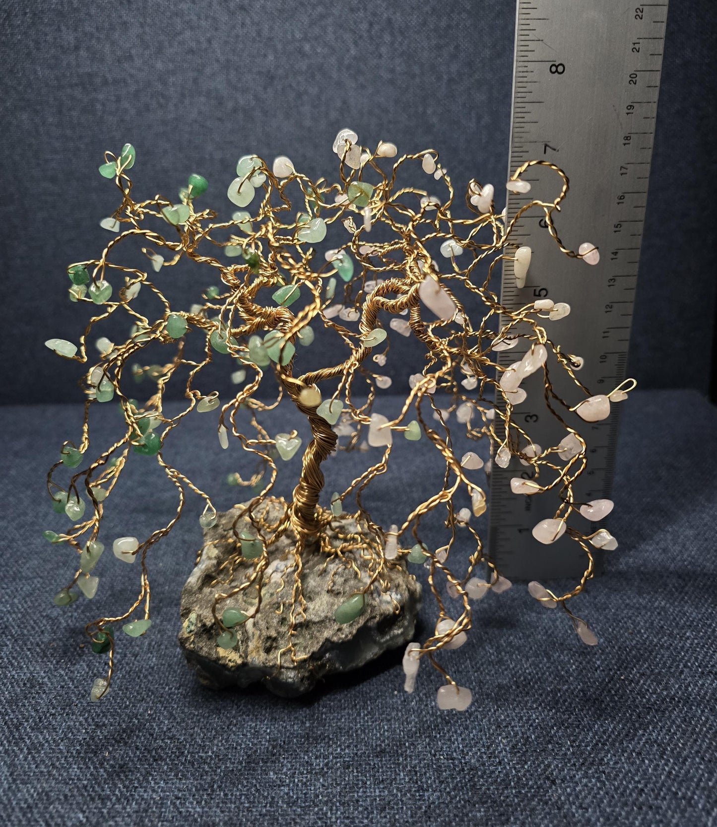 Green Aventurine & Morganite Willow Tree Sculpture