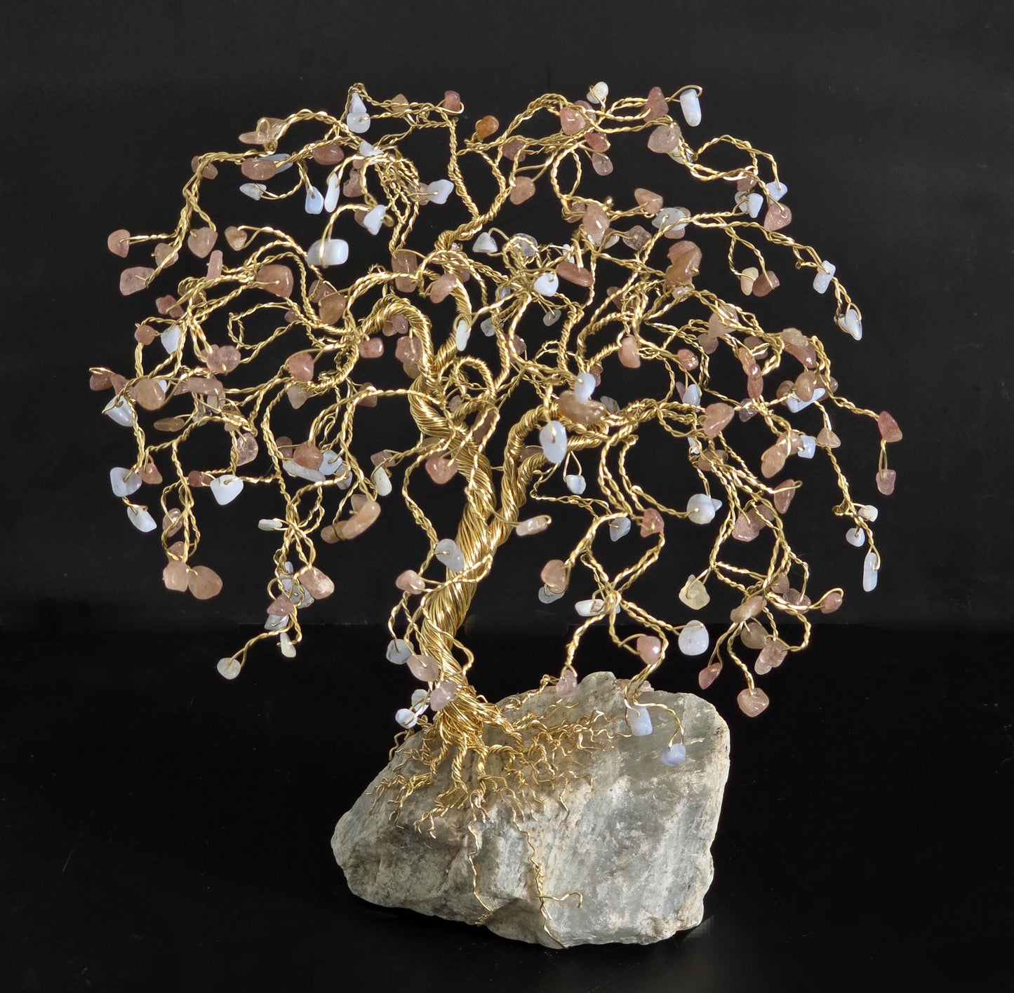 Strawberry Quartz Weeping Willow Crystal Tree Art