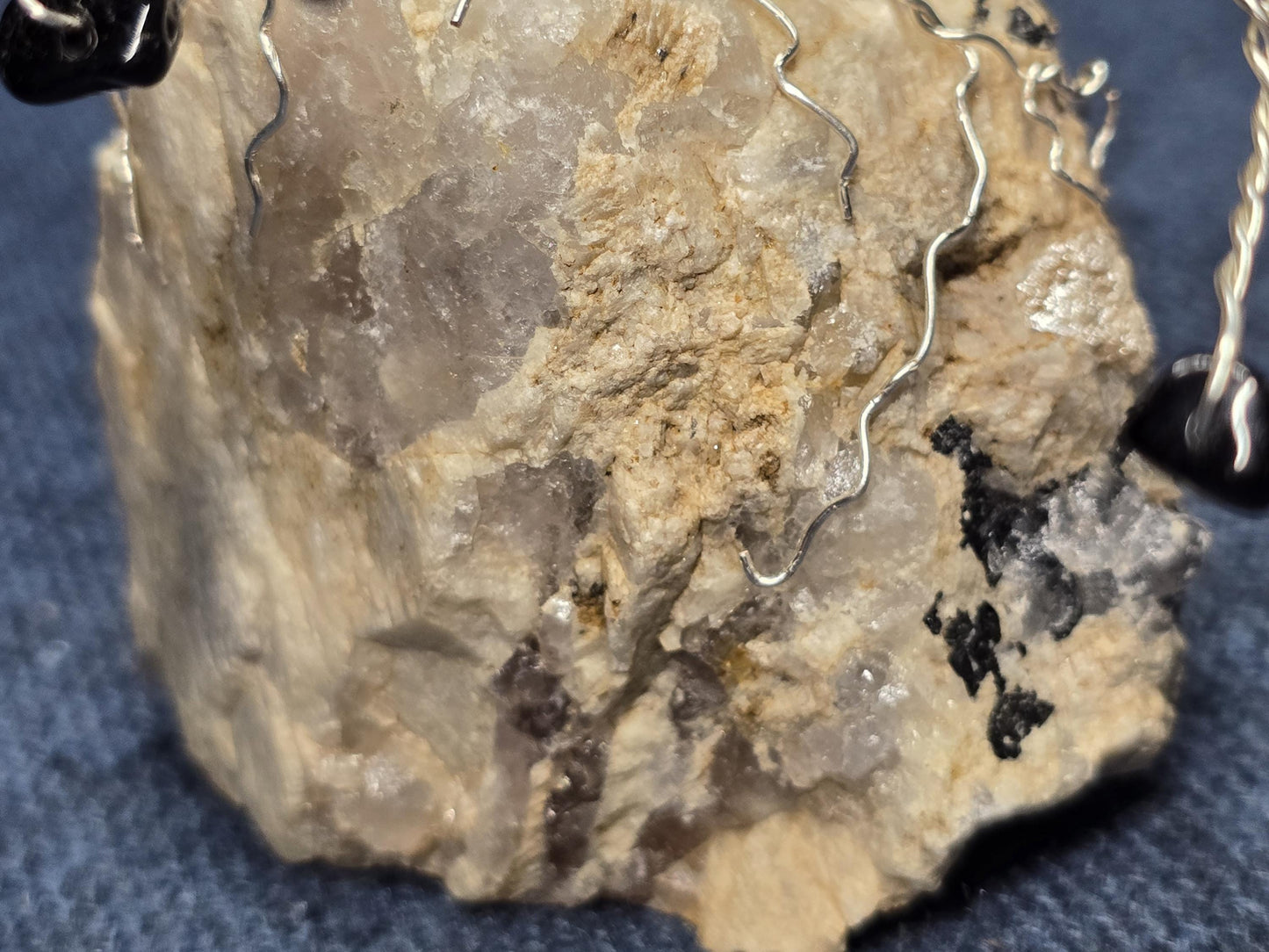 Black Tourmaline Bonsai Crystal Tree on Quartz Rock Base