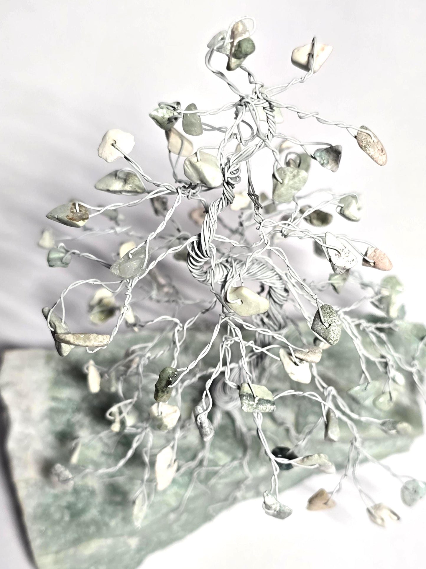 Multi Agate Mini Pine Gem Tree with White & Green Gems