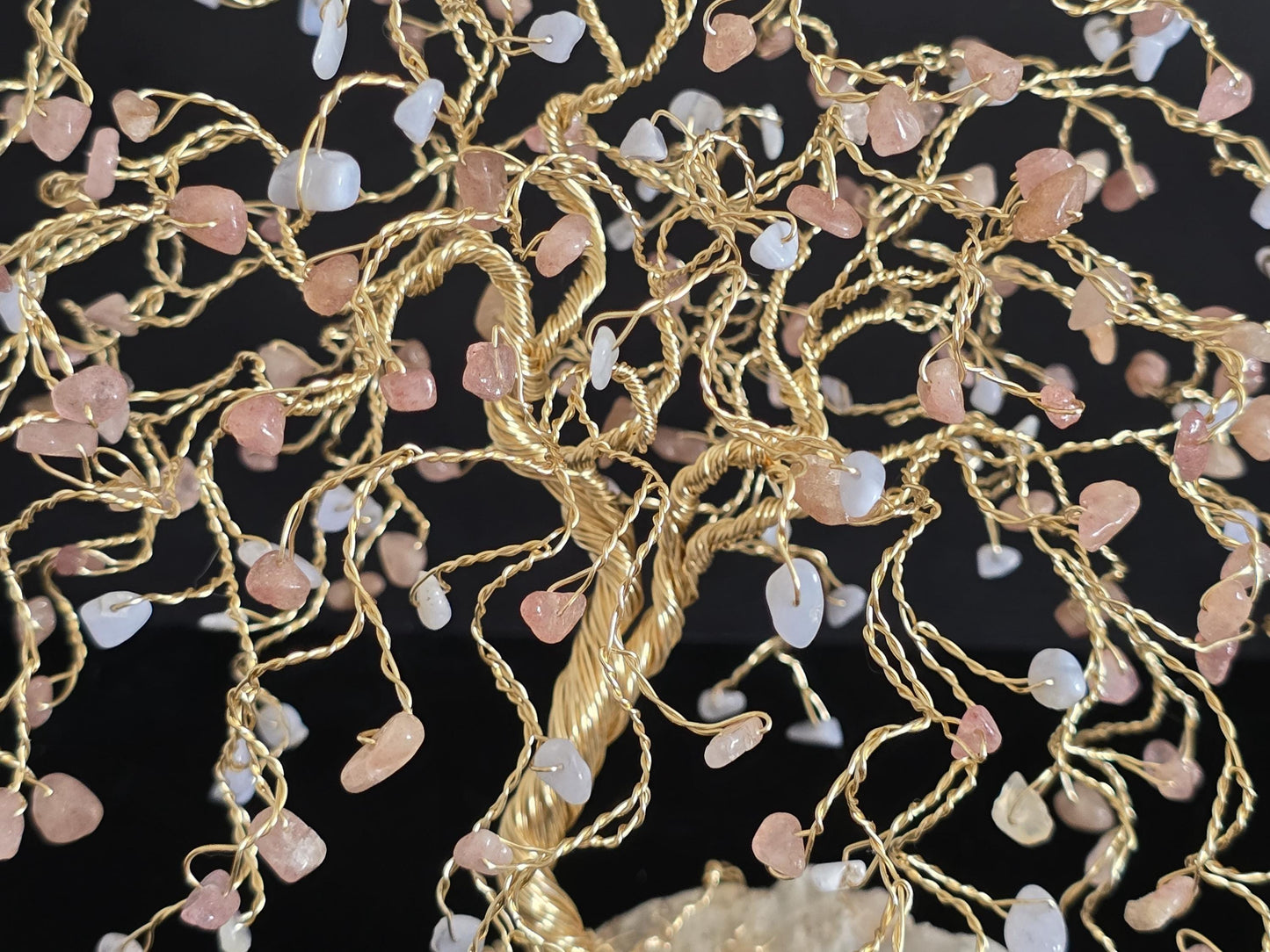 Strawberry Quartz Weeping Willow Crystal Tree Art