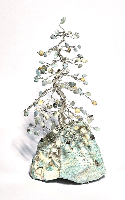 Tall Earthy Amazonite Pine Tree Sculpture Art