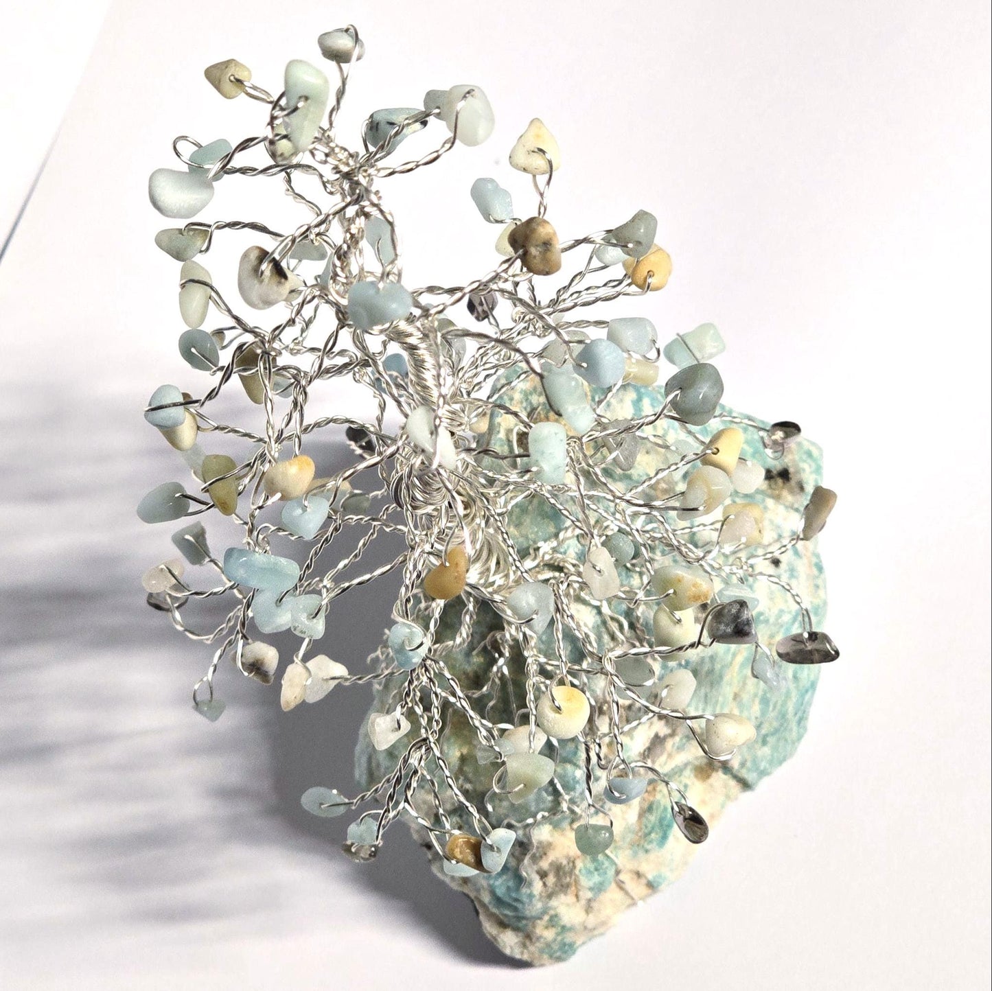 Tall Earthy Amazonite Pine Tree Sculpture Art