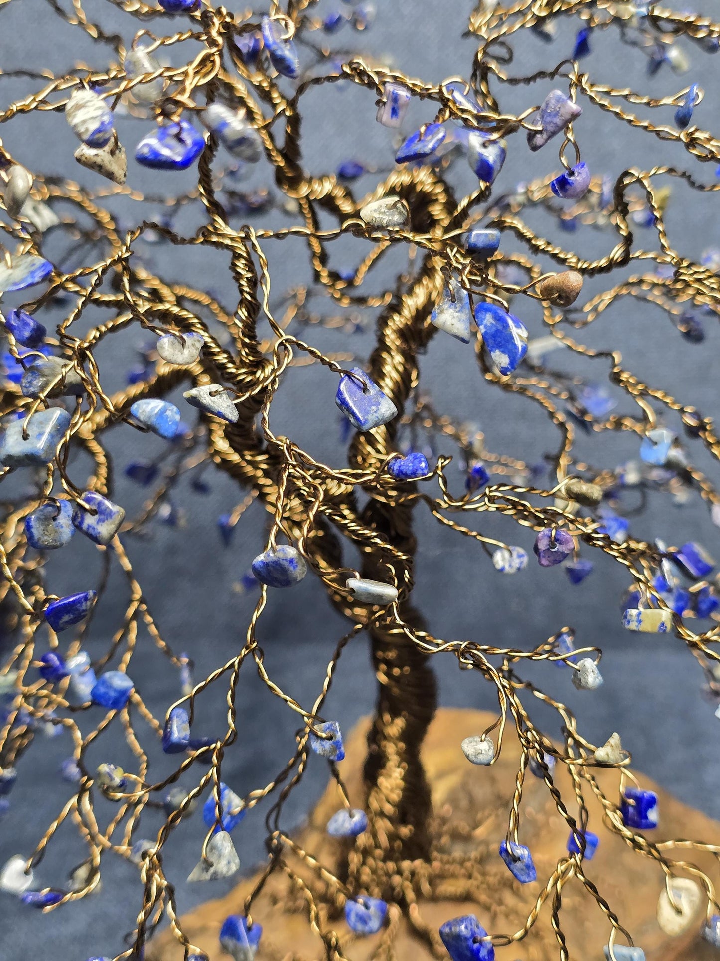 Large Lapis Lazuli Crystal Tree on Tigers Eye Rock Base