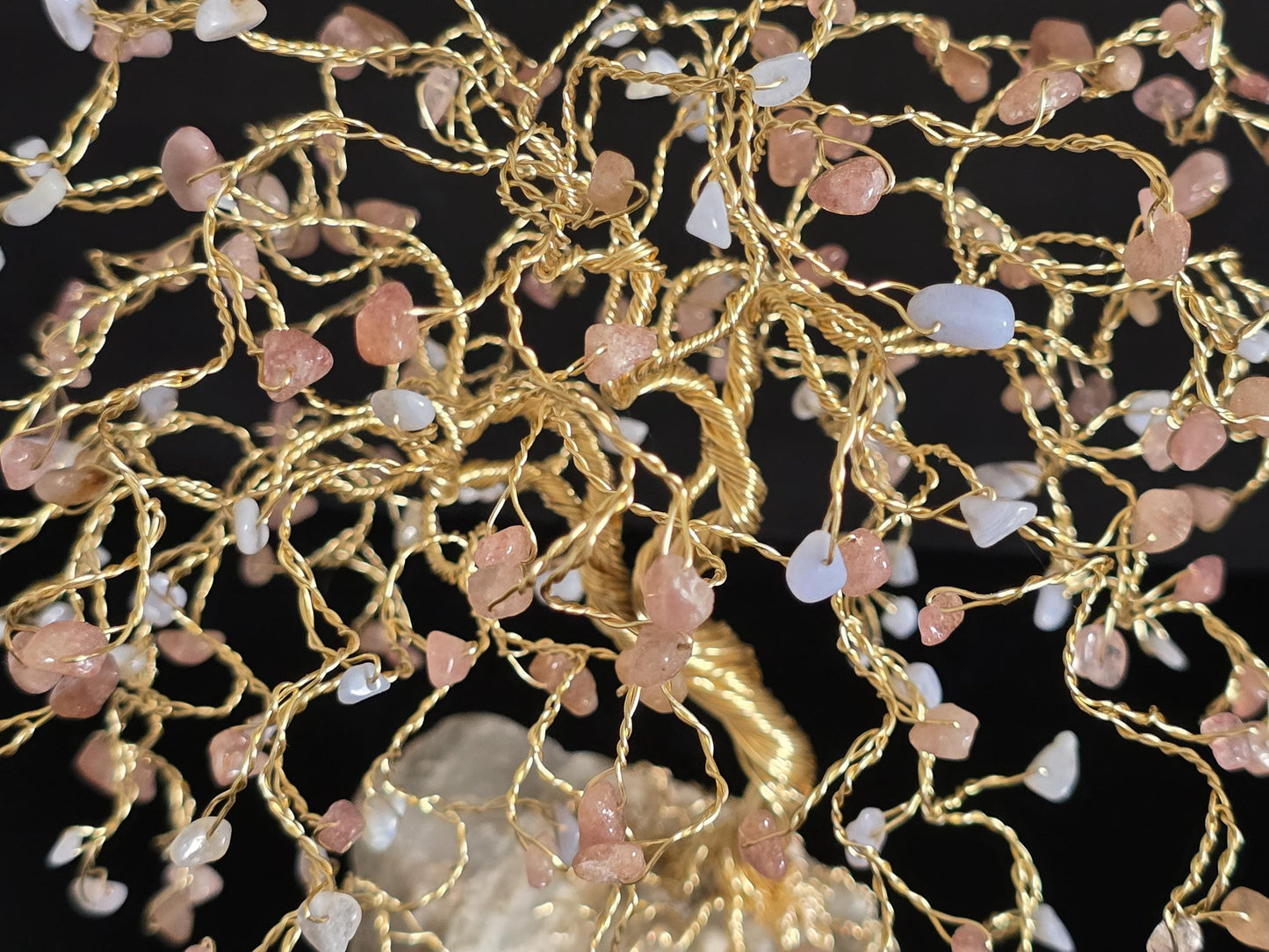 Strawberry Quartz Weeping Willow Crystal Tree Art