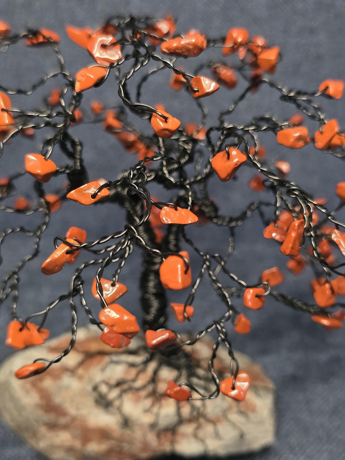 Red Jasper Bonsai Crystal Tree on Black Hills Rock Base