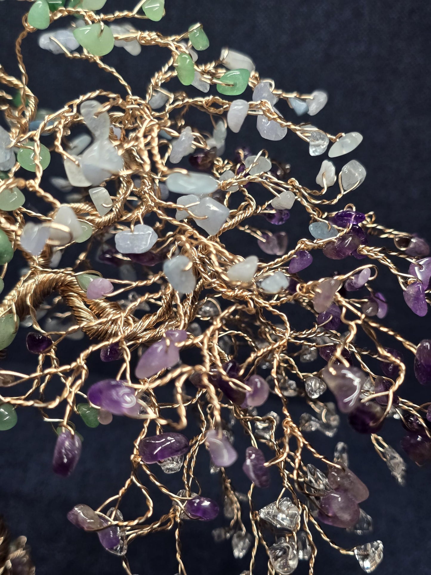 Large 7 Chakra Crystal Tree on Flashy Amethyst Rock Base