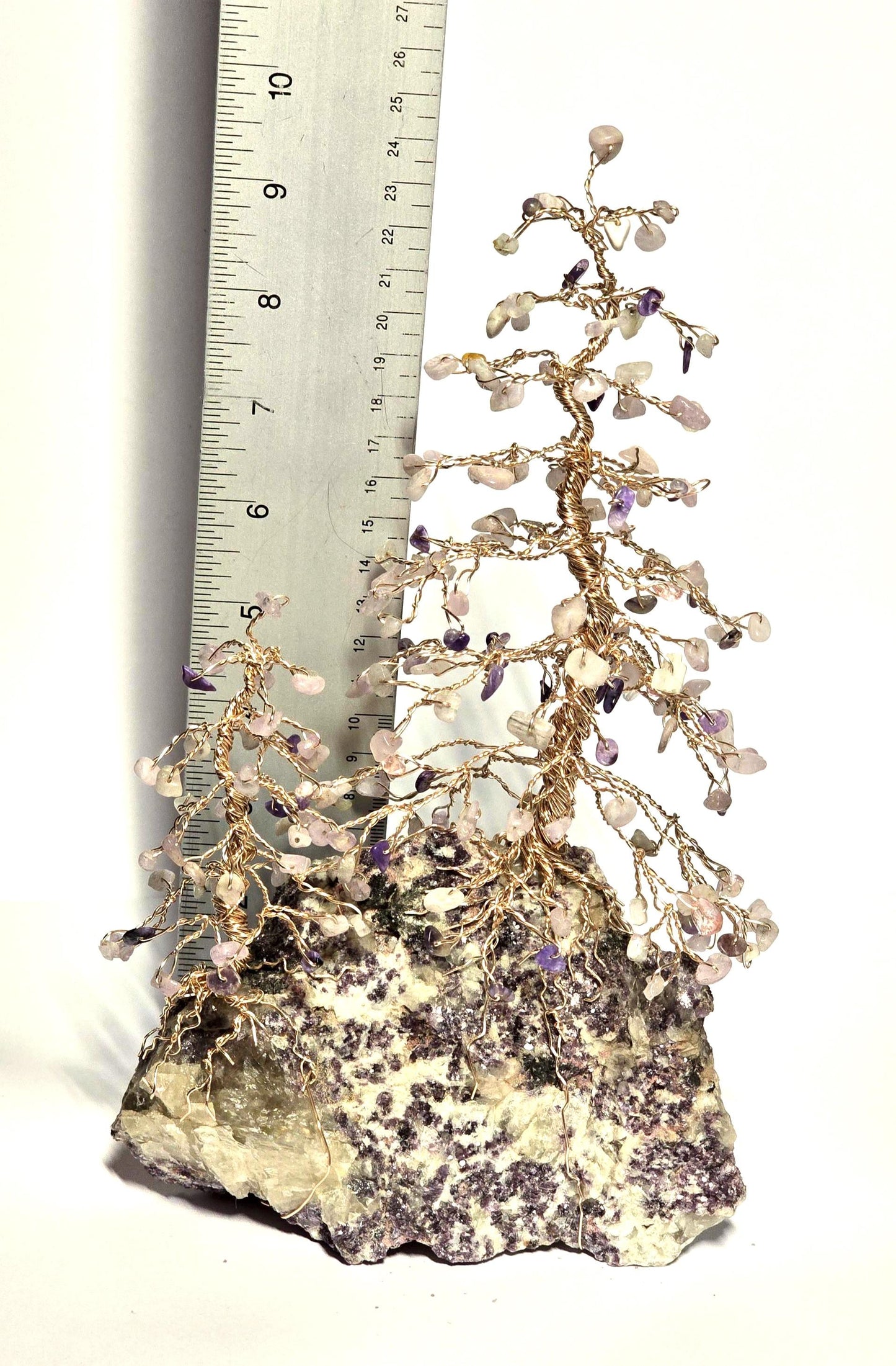 Kunzite & Charoite Wire Tree Sculpture Art