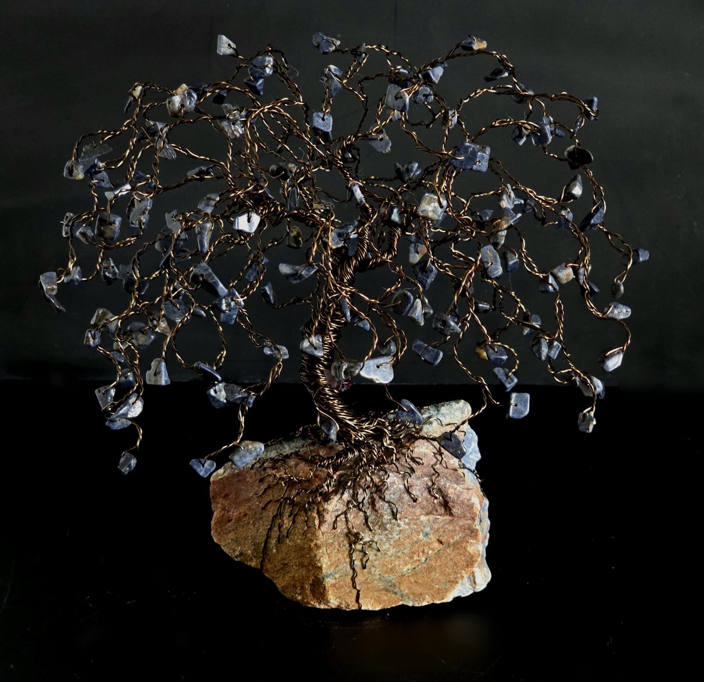 Sapphire Willow Crystal Tree on Dumortierite Rock Base