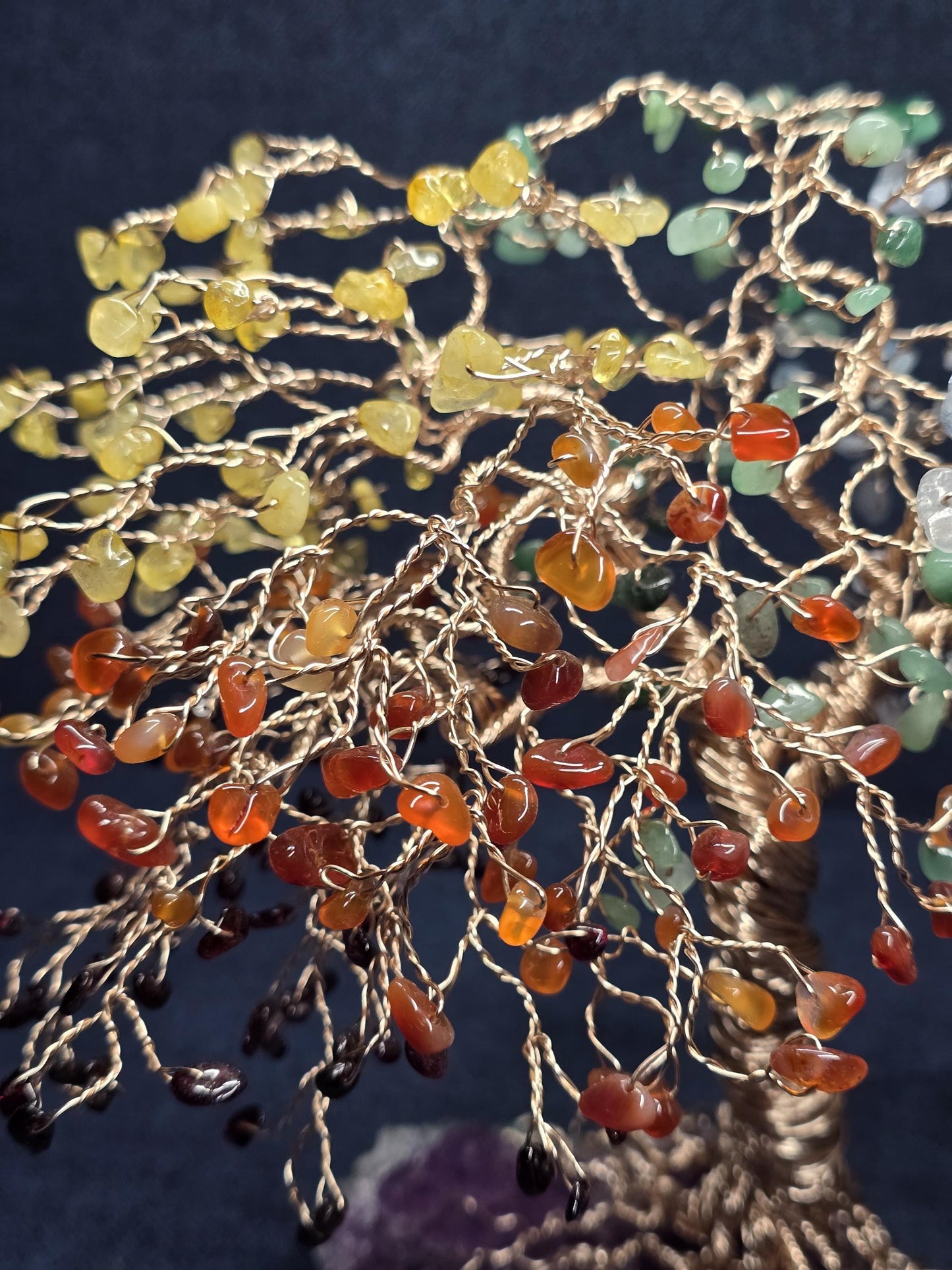 Large 7 Chakra Crystal Tree on Flashy Amethyst Rock Base