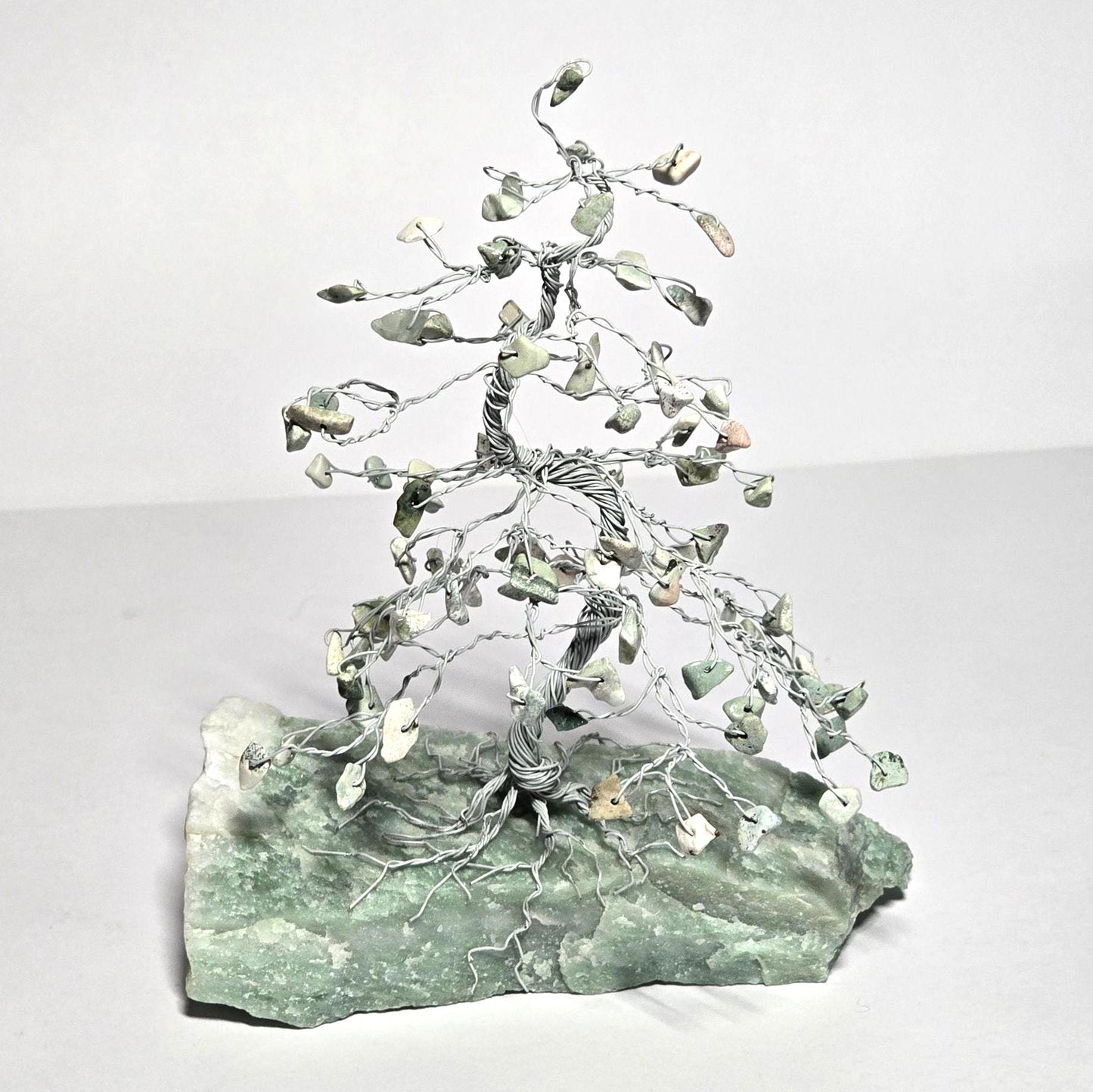 Multi Agate Mini Pine Gem Tree with White & Green Gems