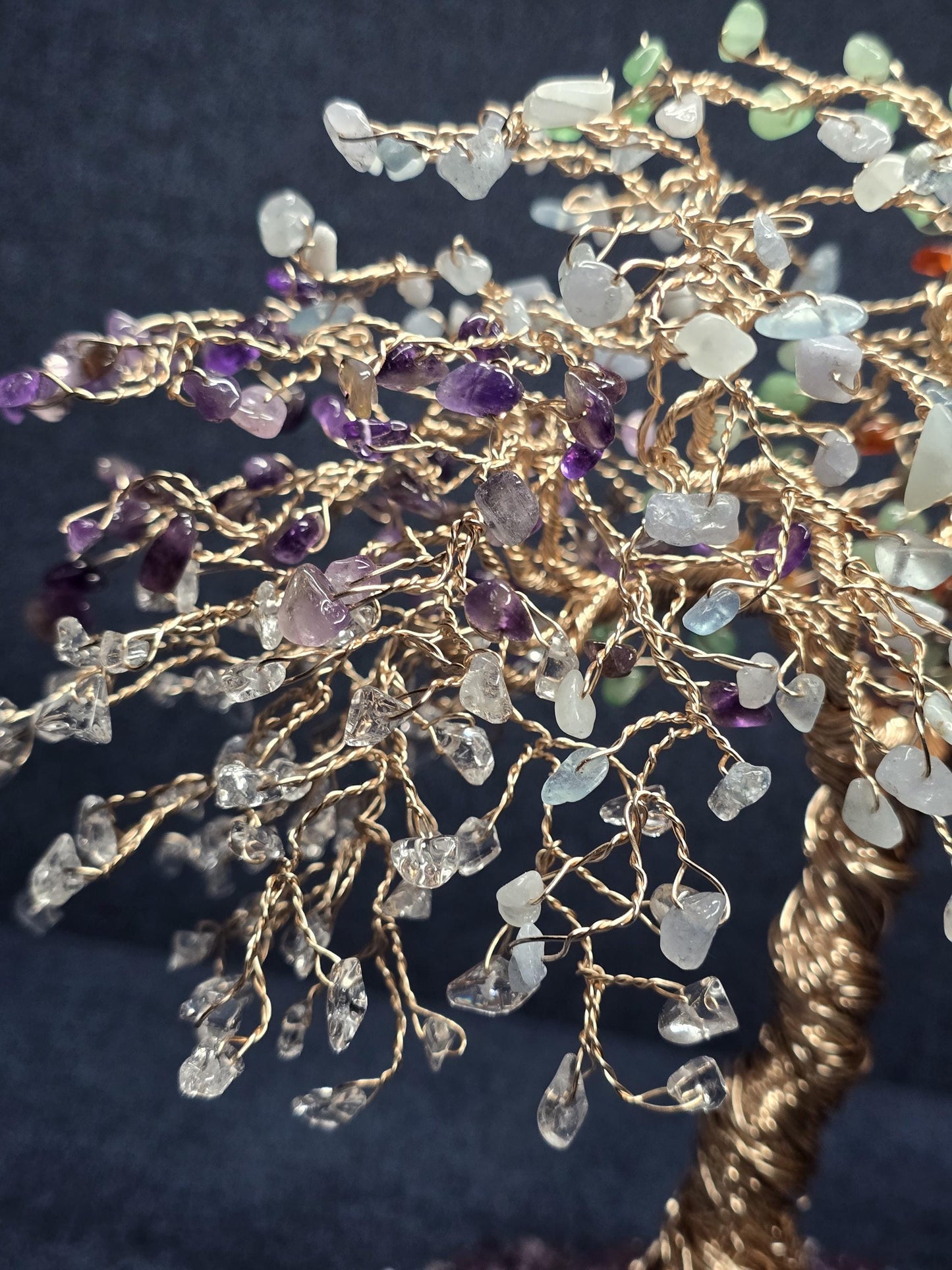 Large 7 Chakra Crystal Tree on Flashy Amethyst Rock Base