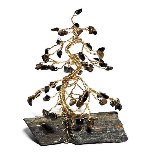 Blue Tigers Eye/Tiger Iron Mini Pine Tree