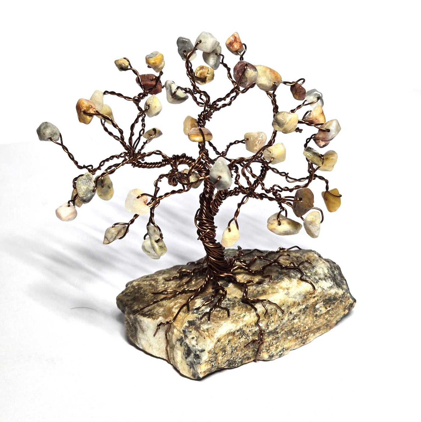 Mini Crazy Lace Agate Crystal Tree on Black Hills Rock Base