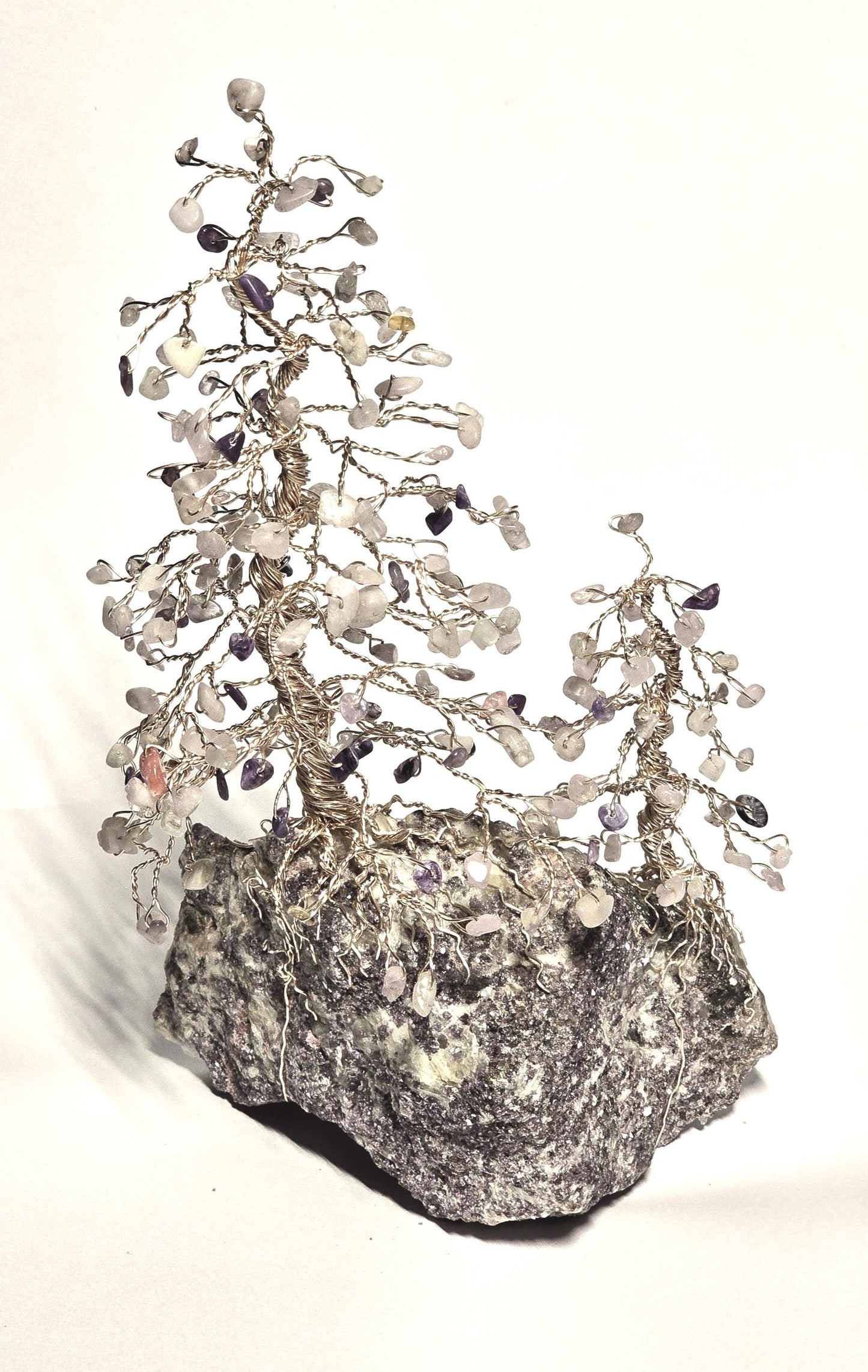 Kunzite & Charoite Wire Tree Sculpture Art