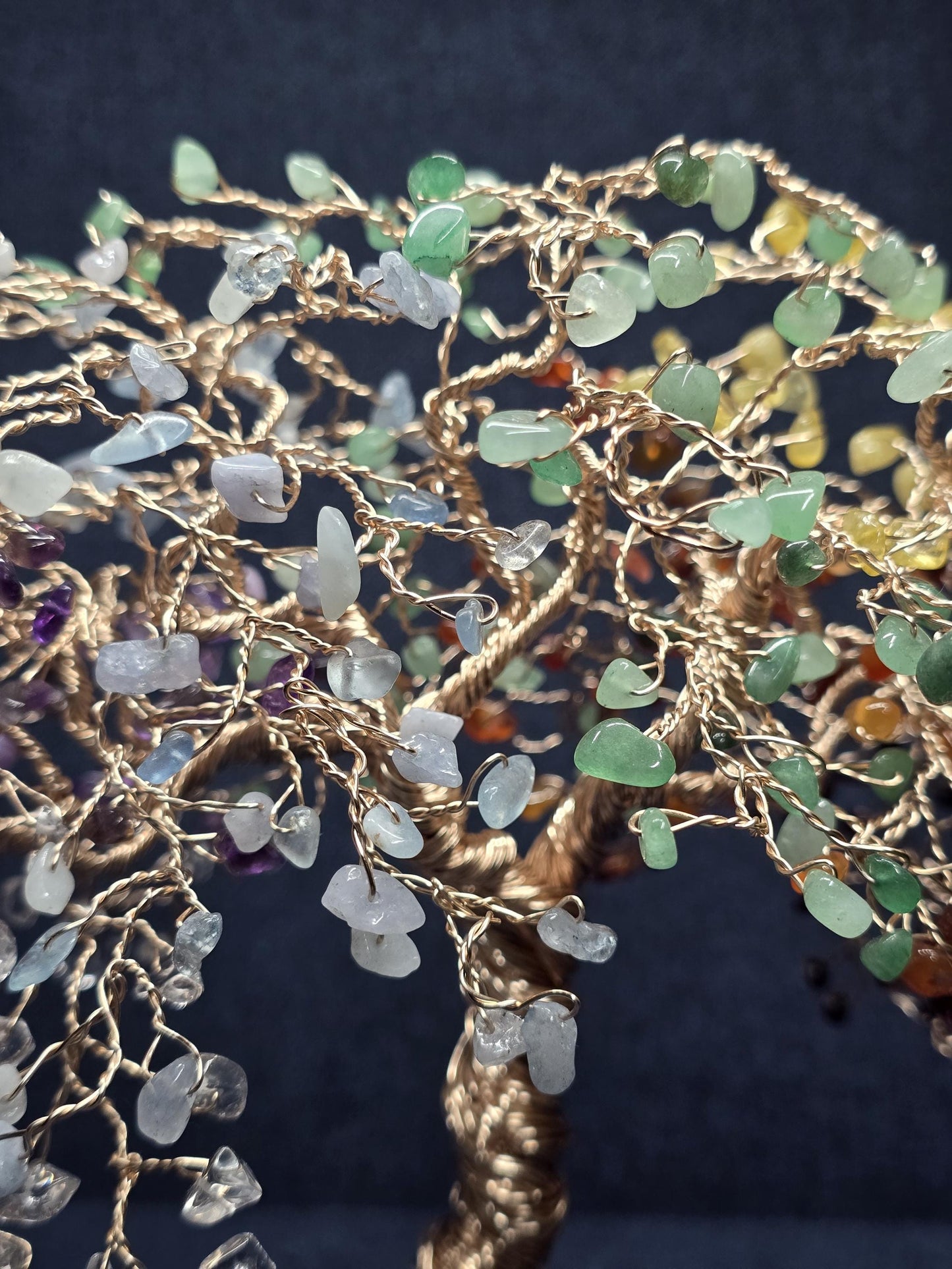 Large 7 Chakra Crystal Tree on Flashy Amethyst Rock Base