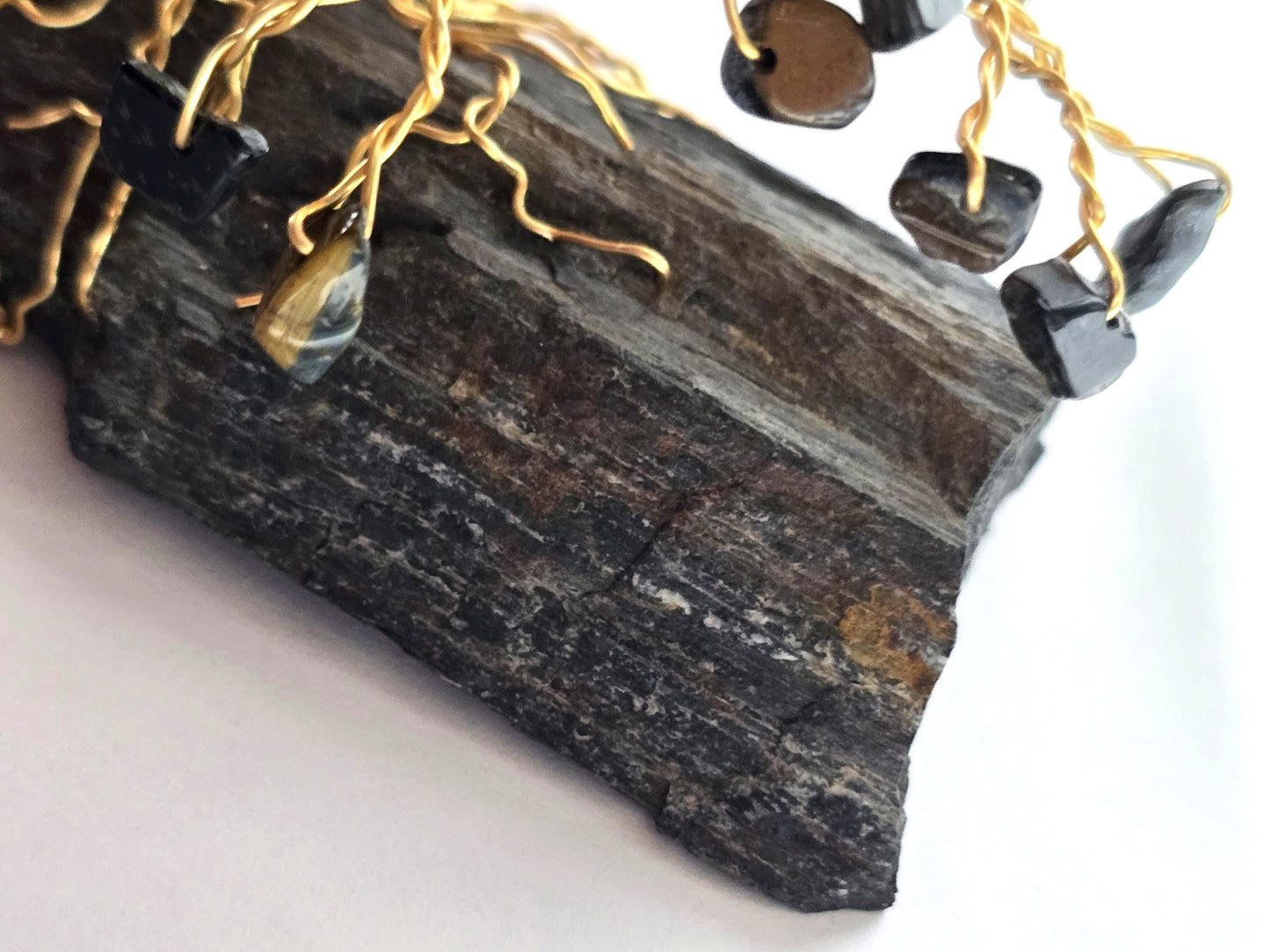 Blue Tigers Eye/Tiger Iron Mini Pine Tree