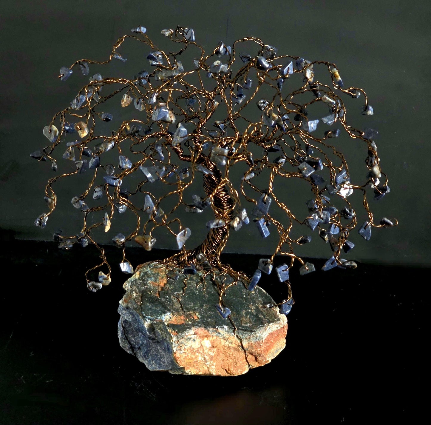 Sapphire Willow Crystal Tree on Dumortierite Rock Base