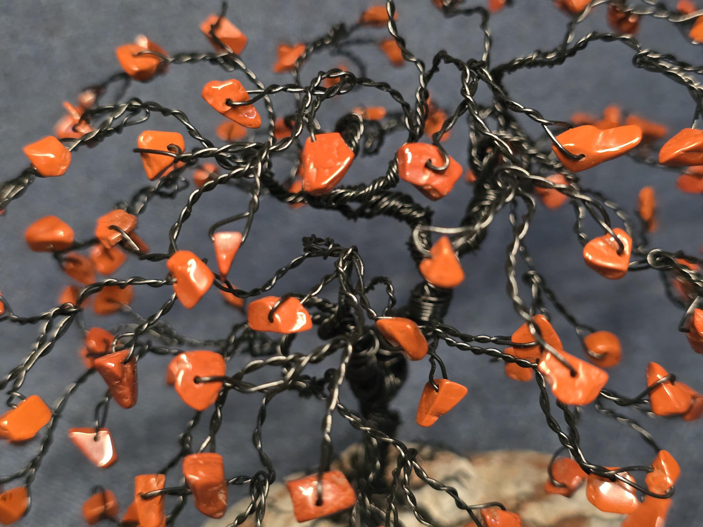 Red Jasper Bonsai Crystal Tree on Black Hills Rock Base