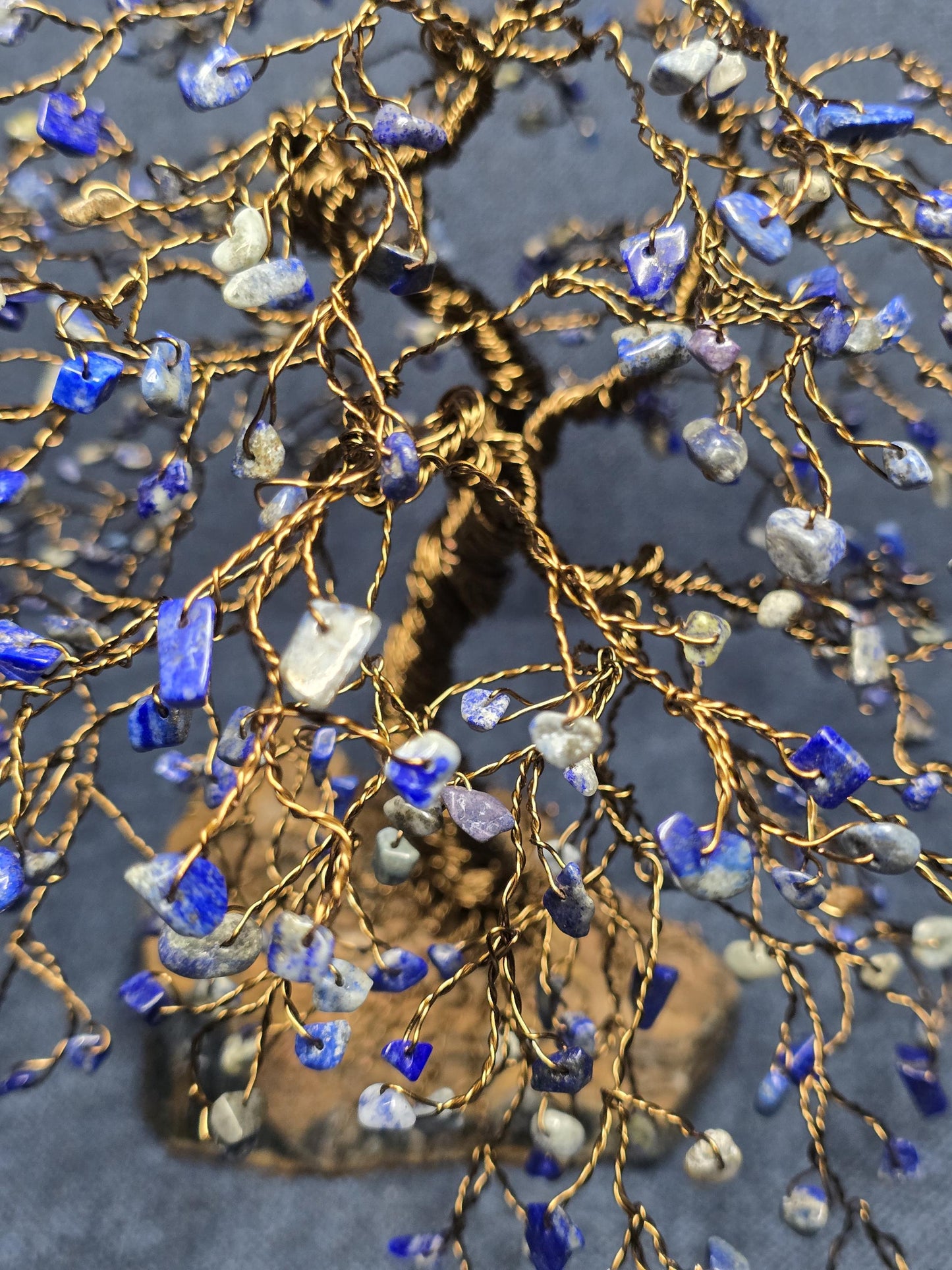 Large Lapis Lazuli Crystal Tree on Tigers Eye Rock Base